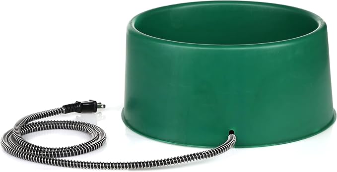 Farm Innovators P-60 1.5 Gallon 60 Watt Heated Pet Water Bowl, Thermostatic Control & Anti Chew Cord, Green (4 Pack)