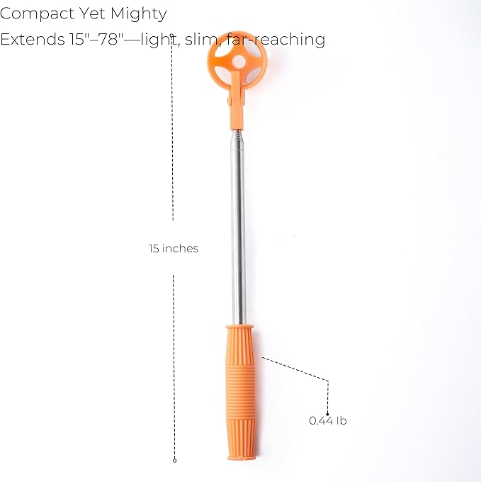 Egg Grabber for Chicken Eggs - Extendable Stainless Steel Egg Picker Tool with Non-Slip Handle, Long Reach Egg Lifter for Collecting Fresh Eggs from Coop, Poultry Nest, and Farm Use