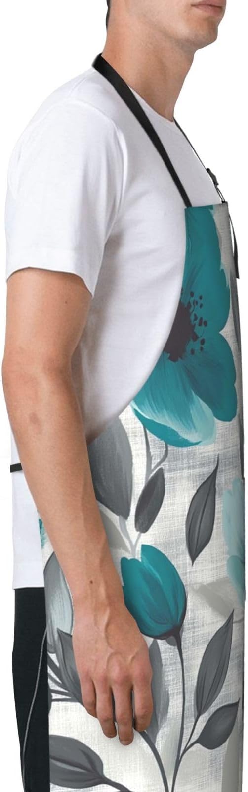 Kitchen Aprons for Men Women Waterproof Apron with 2 Pockets Whale Tail Apron Adjustable Bib Aprons