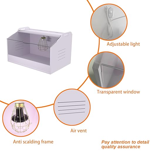 Chick Brooder Box with Heat Lamp - Suitable for Chicks, Ducks, Parrots & Lizards (19" X 12" X 12")