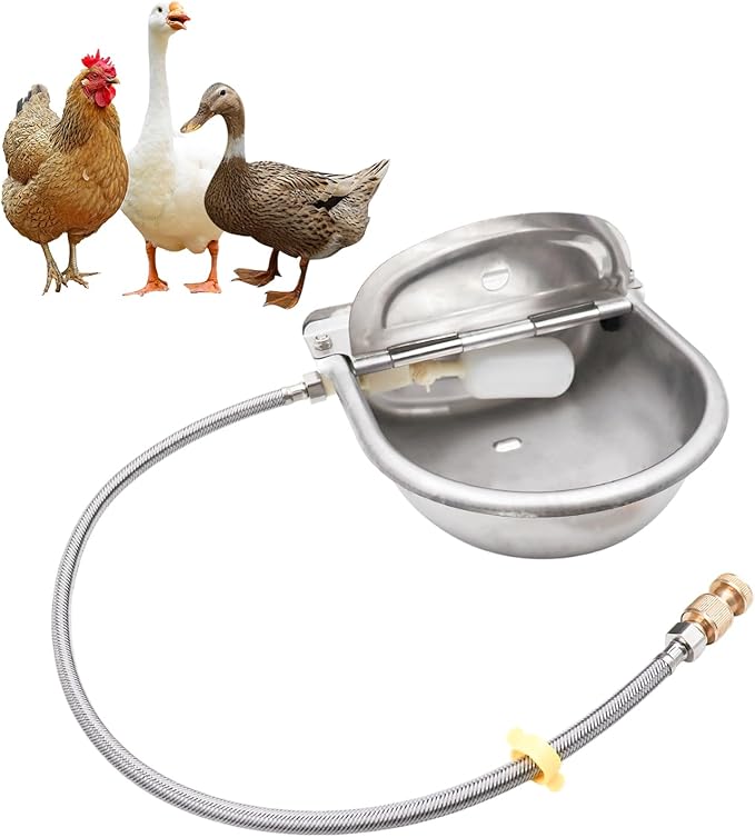 Chicken Coop Accessories, Automatic Water Dispenser Kit with Pipe and Float Ball Valve, Chicken Waterer, Watering System for Chick, Hen, Duck, Geese, Turkey, and Other Poultry