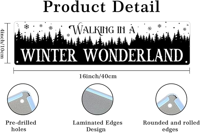 Walking in a Winter Wonderland Metal Tin Sign Christmas Plaque Sign Vintage Wall Decoration Home Bar Kitchen Cafe Bar Farmhouse Wall Art Sign 4x16 Inch