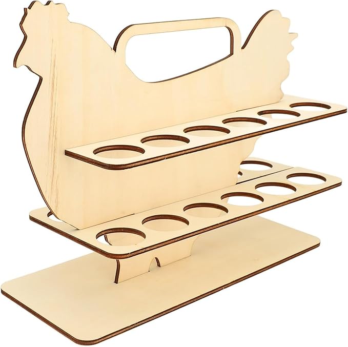 Wooden Chicken Egg Storage Rack Holder for 24 Eggs Countertop Organizer Display Basket Kitchen Counter Farmhouse Style Egg Keeper