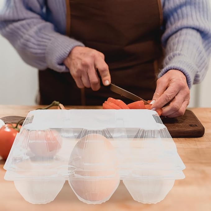 Garneck 6pcs Plastic Egg Cartons Bulk 6-Grids Clear Reusable Egg Container Holder, Family Refrigerator Farm Markets for Safe Storage and Display