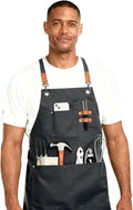 Unisex Canvas Apron - Water-Resistant, Breathable with Large Pockets for Gardening, Grilling, Lawn Care, Kitchen & Cleaning