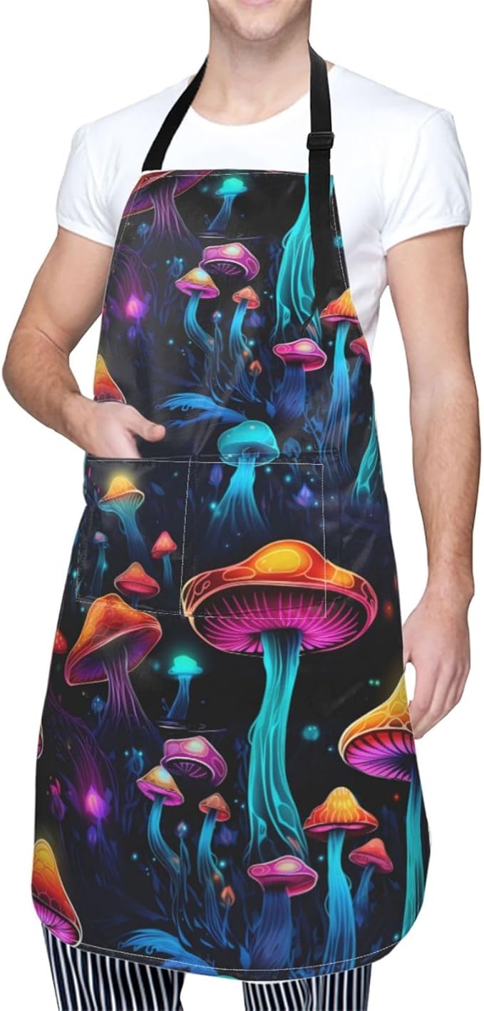 Shark Jumping Home Aprons 2 Pockets 33"×28" for Men Women, Ocean Sea Waterproof Kitchen Cooking Bib