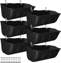 Hanging Chicken Feeders,Duck Feeder Waterer,Small Feed Trough 1.3 Quart 6 Pack,Hanging Fence Feed Trough for Poultry,Black