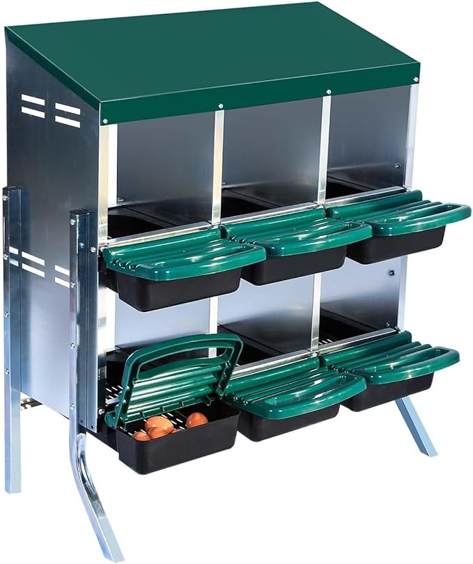 Nesting Boxes for Chickens - 6-Hole Chicken Nesting Boxes for Laying Eggs,Chicken Nesting Box with Lockable Lid - Secure Egg Laying Box for Farm & Backyard - Easy Egg Collection & Protection