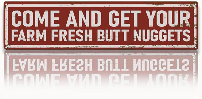 Rustic Farmhouse Style Chicken Coop Sign, Metal Outdoor Chicken House Signs, Farm Fresh Butt Nuggets Signs, Retro Metal Tin Sign, Farmhouse Decor, Backyard Hen House Gift 15.8x4 Inch