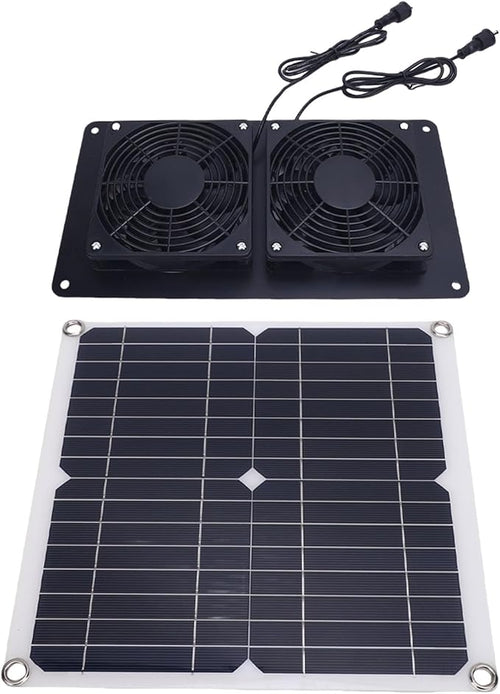 10W Solar Powered Exhaust Fan Kit with Dual Fan System for Pet House Chicken Coop Greenhouse, Suitable for Small Chicken Coops,Sheds,Window Exhausts