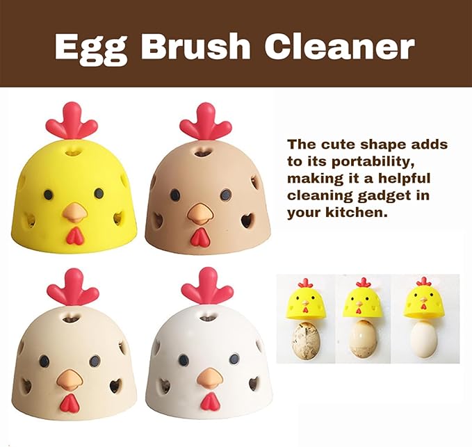 Silicone Egg Brush Cleaner Efficient Scrubber for Eggs Kitchen Multifunctional Reusable Tool for Lovers (Brown)