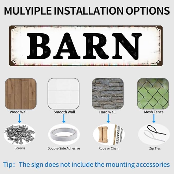 Decorative Tin Signs 16 * 4 Inches Barn Themed Design for Backyard, Ranch, Bedroom | Outdoor Sign, Vintage Decor for Home, Unique Wall Decor