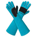 23.6" Leather Welding Gloves, 932℉ Heat-Resistant Long Gauntlet for MIG/TIG/Stick, Bite-Resistant Animal Handling, BBQ/Fireplace/Gardening, Reinforced Palm, Blue