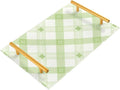 Bathroom Vanity Tray Counter Organizer, Tartan Plaid Green White Decorative Tray with Handles Countertop Storage for Bathroom Bedroom Kitchen Home Farmhouse