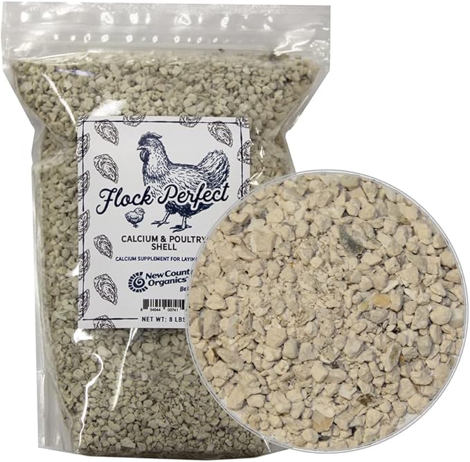 New Country Organics | Flock Perfect Calcium Poultry Shell to Strengthen Egg Shells in Laying Hens | 8 lbs