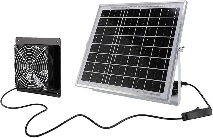 8W Solar Powered Exhaust Fan, IP67 High Speed Ventilation Fan with 8W Solar Panel, for Chicken Coop Greenhouse Shed Pet House Window Ventilation