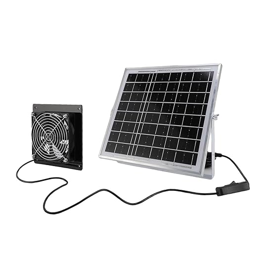 8W Solar Powered Exhaust Fan, IP67 High Speed Ventilation Fan with 8W Solar Panel, for Chicken Coop Greenhouse Shed Pet House Window Ventilation