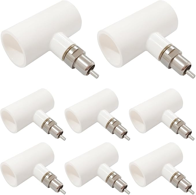 8Pcs Automatic Chicken Nipples Waterer Metal with 1/2'' PVC Tee Fittings for No Leak Rabbit Watering System (Stainless Steel, 8pcs)