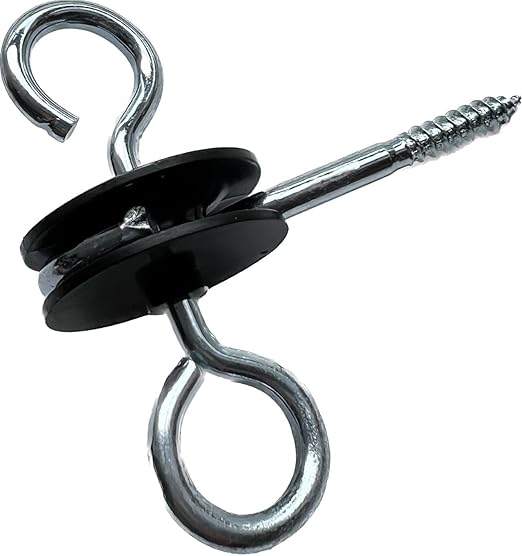 30 Pack Electric Fence Gate Handle Screw in Insulated Anchor Insulators with Double Hook / 2-Rings for Electric Fence Wood Post and Electric Fence Gate Livestock Fence Agricultural Fencing and Pasture