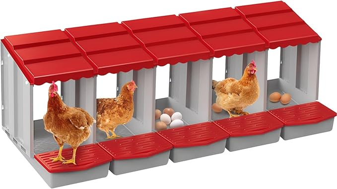 Chicken Nesting Boxes,5 Hole Nesting Box for Chicken Coop, Rolling Egg Collection and Protection Nesting Boxes