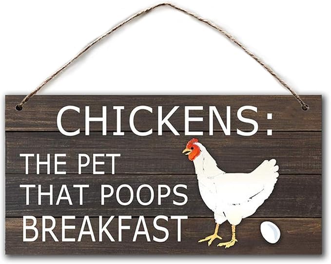 Chickens: The Pet That Poops Breakfast, Farm Sign, 5"x10", Rustic Signs, Fun and Unique Gift, Funny Sign, Home Gift