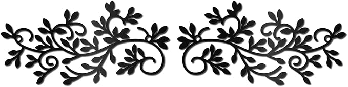 CREATCABIN Black Metal Vine Wall Decor Metal Leaf Wall Art Iron Symmetry Silhouette Tree Leave Plant Sculpture Artwork Sign Ornament Decoration for Living Room Office Garden Balcony 7.9 x 3.9 Inch