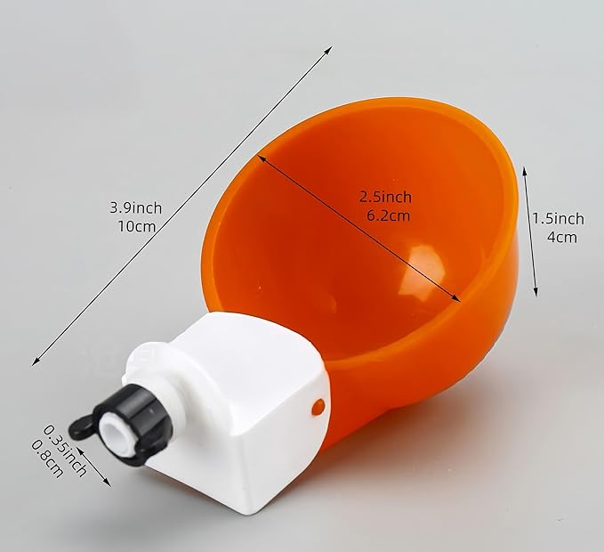 Chicken Waterer Cups 5 Packs,Duck Chick Waterer Chicken Feeder Cups,Automatic Waterer Feeder with Anti-Leak System for Chicken,Duck,Goose,Bunny(Orange)
