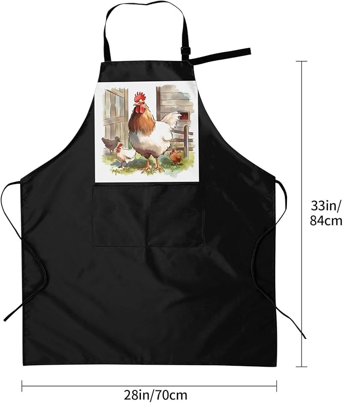 Farm Animals Aprons for Women with 2 Pockets, Kitchen Cooking Apron for Men, Water and Oil Resistant, Adjustable Bib Apron Extra Long Work Aprons for Dishwashing, Dog Grooming