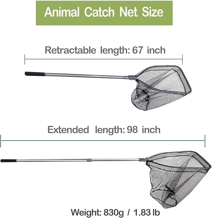 Catch Pole Net with Telescopic Handle,Animal Catcher Net for Cat,Rabbit,Chicken,Duck,Goose,Fish,Racoon,and Other Poultry Wildlife