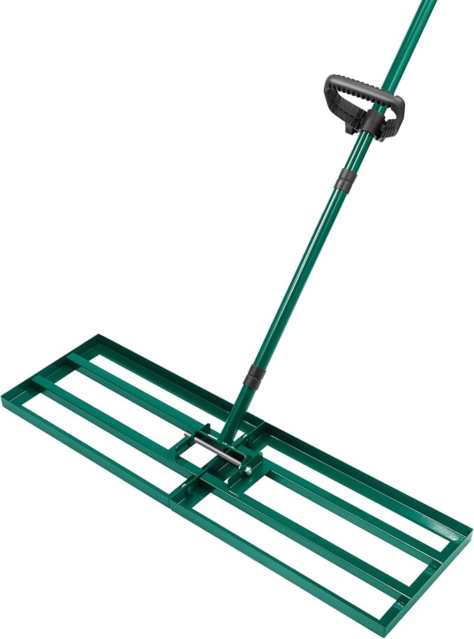 Lawn Leveling Rake 30x10'', Yard Leveling Rake for Soil with Adjustable Handle, Stainless Steel Lawn Leveler Tool for Garden, Backyard, Farm, Golf Course