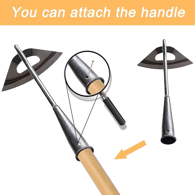 2Pcs All-Steel Hardened Hollow Garden Hoe, Durable Long Handle Weeding Tool for Backyard, Farm Planting, Loosening Soil, Sharp Weed Puller Tool for Gardening