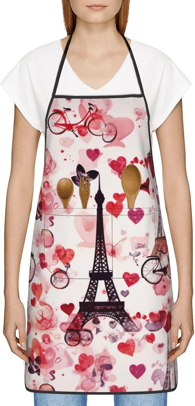 Cute Colorful Dog Paw Printed Unisex Bib Aprons BBQ Cooking Kitchen Aprons for Women Men Chef