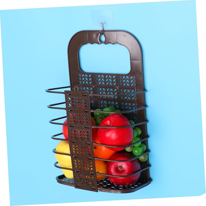 PRETYZOOM Wall-Mounted Fruit and Vegetable Storage Basket Multifunctional Plastic Feeder for Chickens Punch-Free Design for Organizing Produce and Laundry