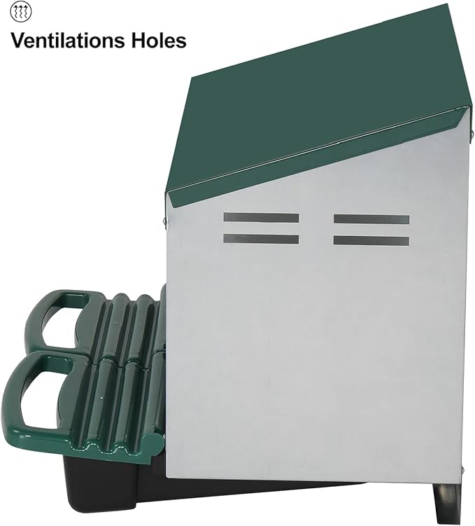 Chicken Nesting Boxes Plastic with Roll Away Egg,2 Compartment Roll Out Chicken Nest Box Egg Laying Box with Lid Cover,Rolling Egg Collection & Protection Chicken Coop for Up to 2 Hens,Green