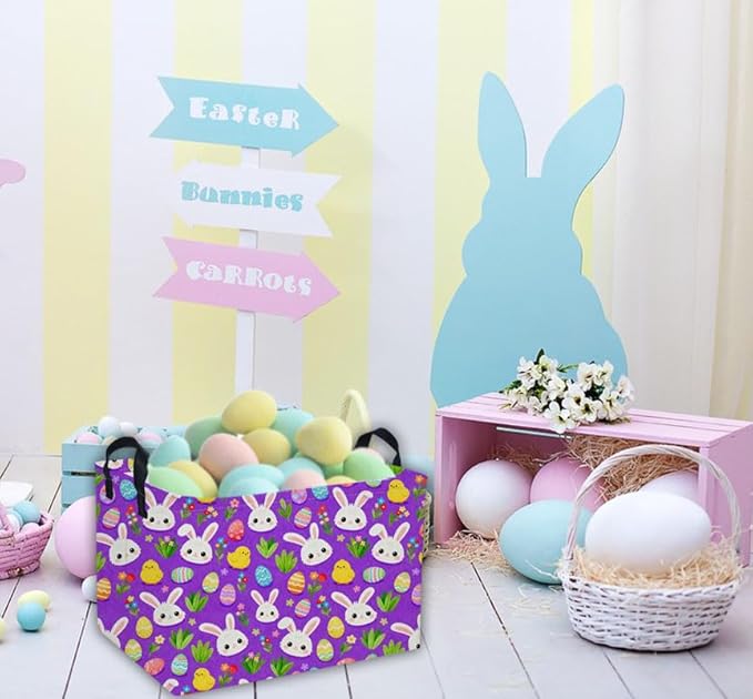 Easter Basket for Kids Gift Baskets Empty Baby Easter Basket for Boys and Girls Rectangular Toy Storage Bins Organizer Bin Box Cute room Decor for Home