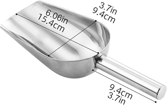 Metal Ice Scoop - Stainless Steel Tool Durable, Multipurpose Dry Bin Shovel, Candy Serving Utensil, Grain Storage Handler, Pet Food Ladle | Metal Ice Scoop for Bar Functions for Party Catering for