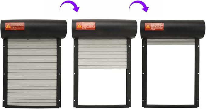Metal Solar Powered Door for Duck Goose Farm, Automatic Chicken Coop Door, Roller Shutter Coops Cages with Timer Manual Mode for Protecting Poultry (Black)