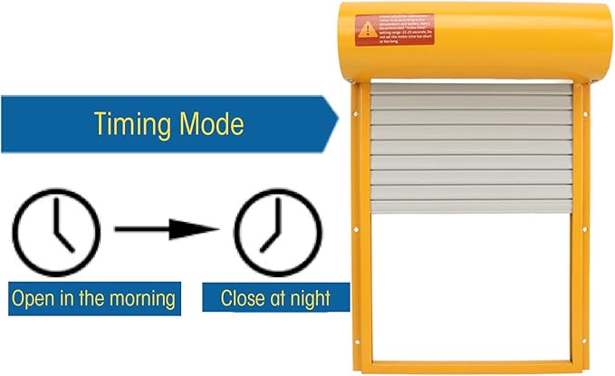 Solar Powered Chicken Coop Door Opener with Timer, Sturdy Metal Material, Timed Mode and Manual Mode to Poultry, LED Display Control (Yellow)