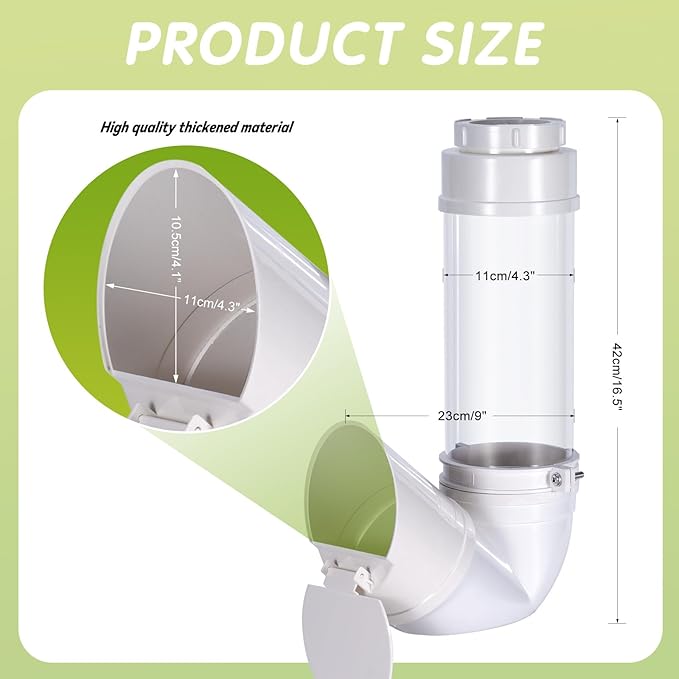 Automatic Chicken Feeder No Waste,6lb Capacity Large PVC Poultry Gravity Feeder with Lid and Visual Tube,Poultry Hanging Chicken Coop Feeder Port for Quails,Ducks,Turkeys,Geese