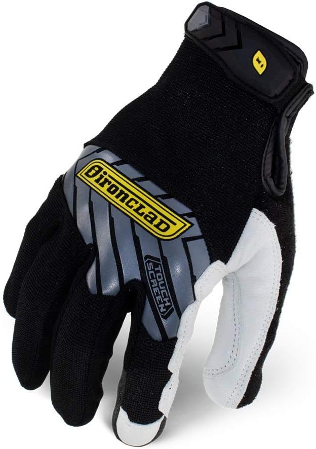 IRONCLAD Command Pro Gold Goatskin Leather Work Gloves; Touch Screen Gloves Conductive Index Finger, All-Purpose, Machine Washable, Sized S, M, L, XL, XXL (1 Pair) (Small, White Goatskin Leather)