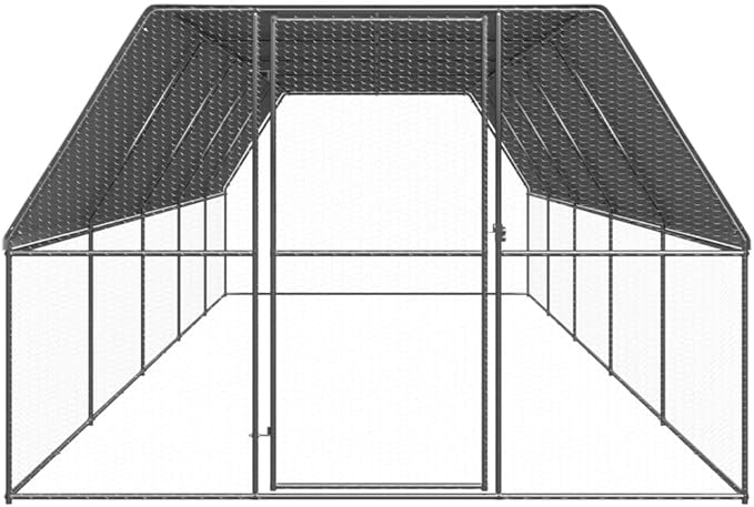Galvanized Steel Large Chicken Cage 118.1x118.1x78.7 in Silver Weatherproof Outdoor Hen Pen Spacious Poultry Coop for Backyard Farm Garden