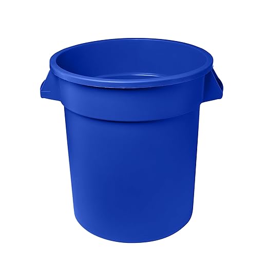 Feed and Seed Storage Container, 55 Gallon Blue Round Commercial Trash Can/Ingredient Bin, Food Storage Plastic Bin, Use in Agricultural, Gardening, or Household