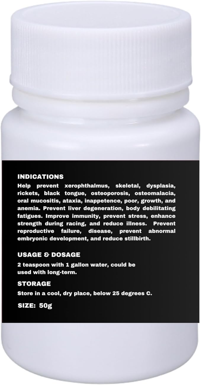 Multivitamin Powder for Pigeons – Ultimate Vitamin Formula for Racing & Breeding – Supports Growth, Bone Strength, Reproductive Health & Feather Health - Promotes Peak Performance & Well-Being 50g