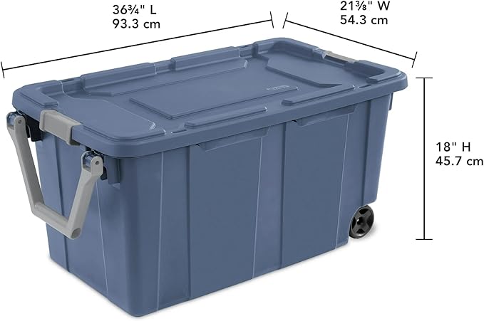 2-Pack 40 Gallon Heavy-Duty Stackable Storage Bins with Secure Lids & Smooth-Rolling Wheels – Organizing Containers for Home, Garage, Office & Basement (Blue)