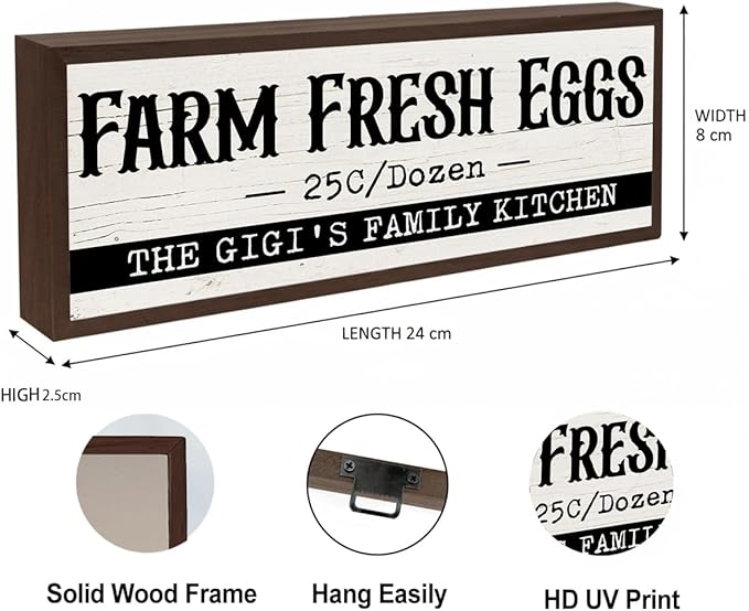 Rustic Kitchens Decor, The GIGI's Family Kitchen Sign, Decorative Wooden Wall Plaque, Family Decor, Funny Kitchen Wood Signs, Gift for Mom Grandma 9.5x3.1x1 inches