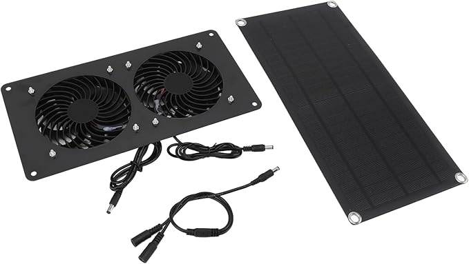 Solar Exhaust Fan, 10w Dual Fans Design Solar Ventilation Fan, Solar Powered Fan for Greenhouse Shed Barn Chicken Coop Pet House Cooling
