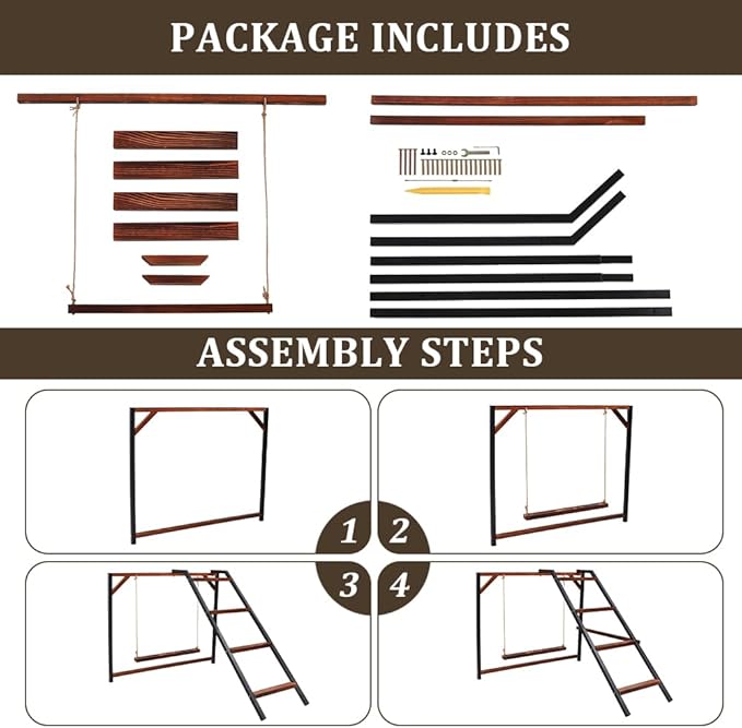 Chicken Perch Swing, Chicken Roosting Bars with Ladder for Coop, Metal Pet Swing Set for Pet's Healthy & Happy for 8-10 Chick (Walnut 1)