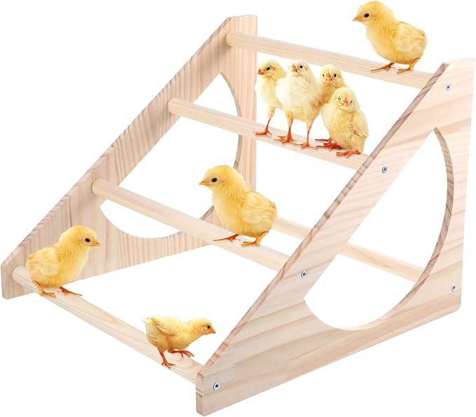 Chicken Perch Stand Wooden Chicken Roosting Bar Strong Stable Roosting Bar for Coop and Brooder, Fun Toys for Chick Indoor/Outdoor Use