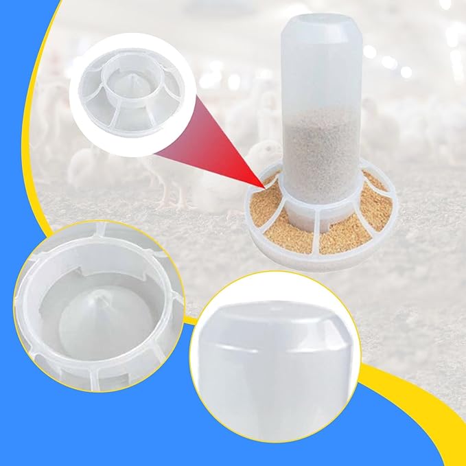 Automatic Chicken Feeder Feeder Bucket Inside No Waste with Ports Birds Dispenser for Goose Geese Quails Farm, for 350g Feed