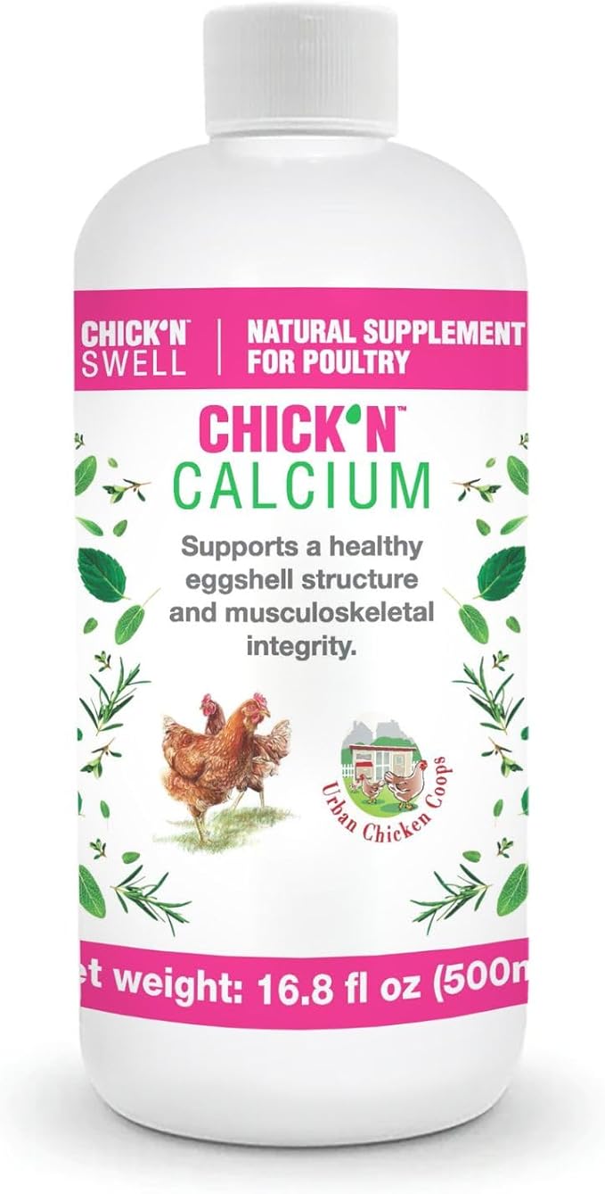 Premium Poultry Calcium Supplement for Bone Health & Egg Production-Chick’N Calcium from Chick’N Swell Brand- for All Poultry. 16.8 oz